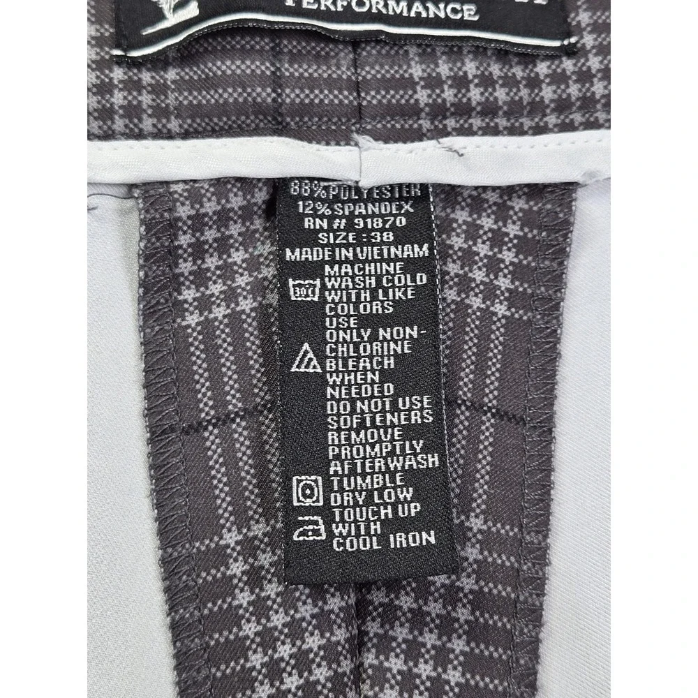 Pebble Beach Golf Shorts Mens 38 Gray Plaid Performance Stretch Casual...